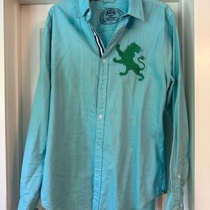 Express Aqua Shirt with Green Embroidery